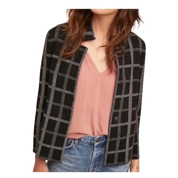 Moth Jackets & Blazers - Moth by Anthropologie Windowpane Knit Jacket